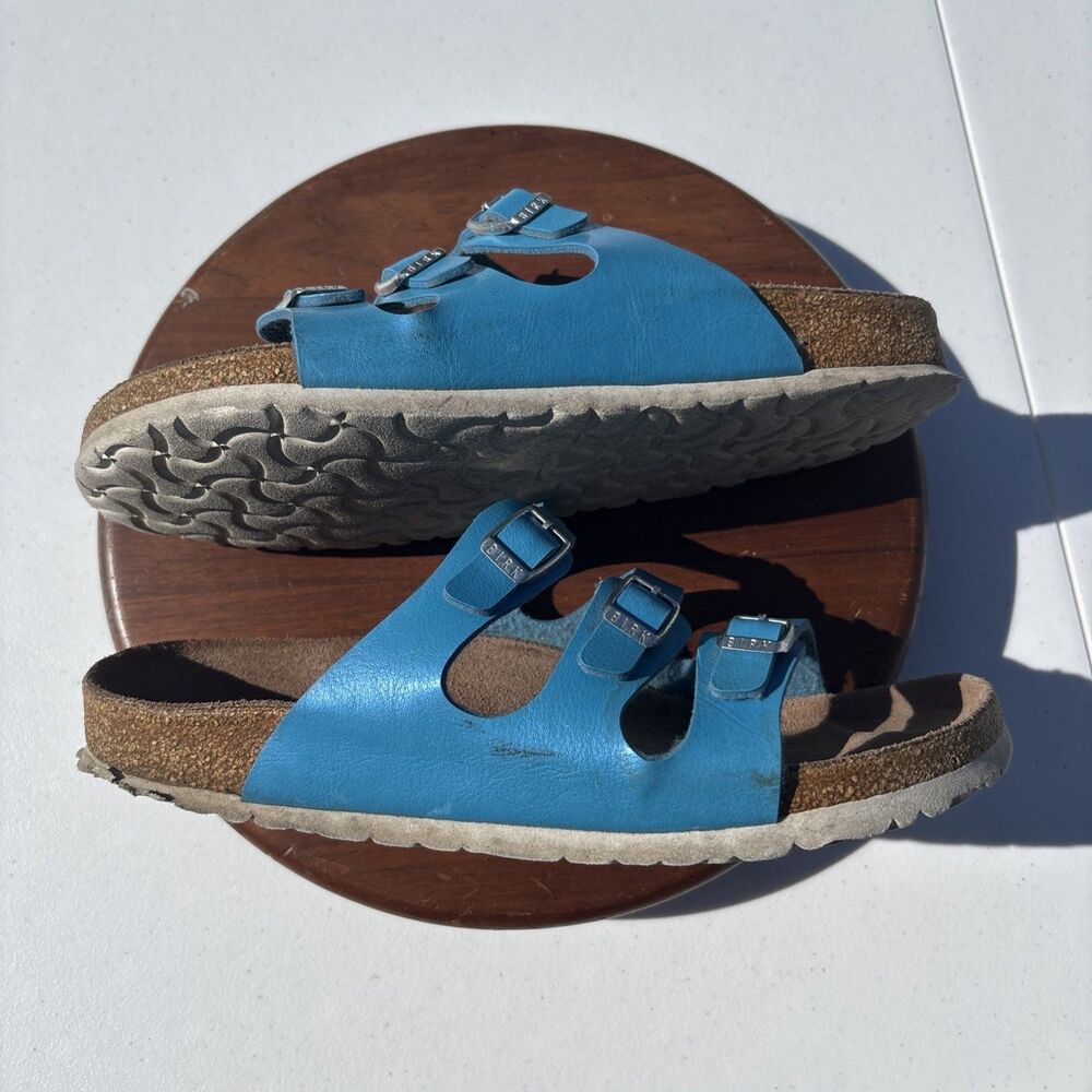 Birkinstock Florida Sandals Slides Women’s EU 40 US W9 Blue 3 Strap - Picture 9 of 12